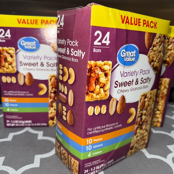 Sweet & Salty Granola Bars Variety Pack (24 Bars) - Peanut, Almond, Cashew - Picture 2 of 4